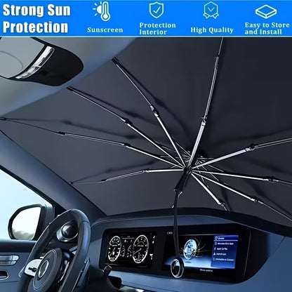 Compact Roll-Up Sunshade for Front Window